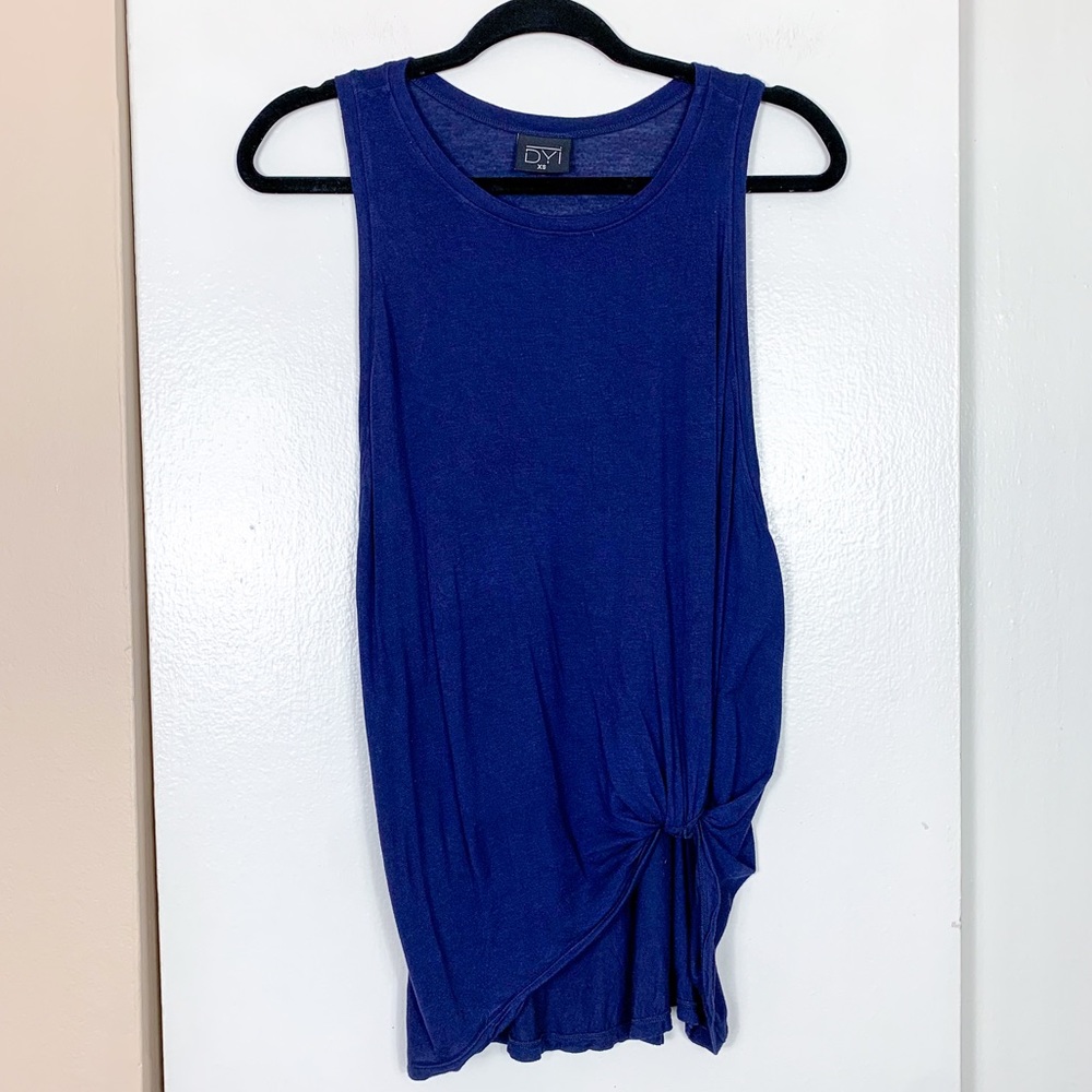 DYI Navy Blue Sleeveless Knot Front Tank Top